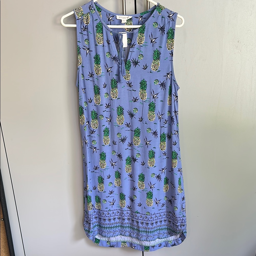 Beachlunchlounge Sleeveless Green and Blue Mini Sundress